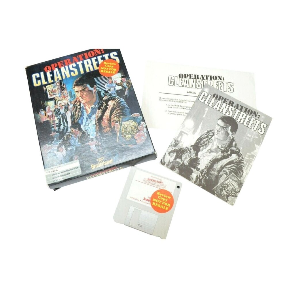Amiga Operation Cleanstreets Game REVIEW COPY Manual Disk 1988 Commodore